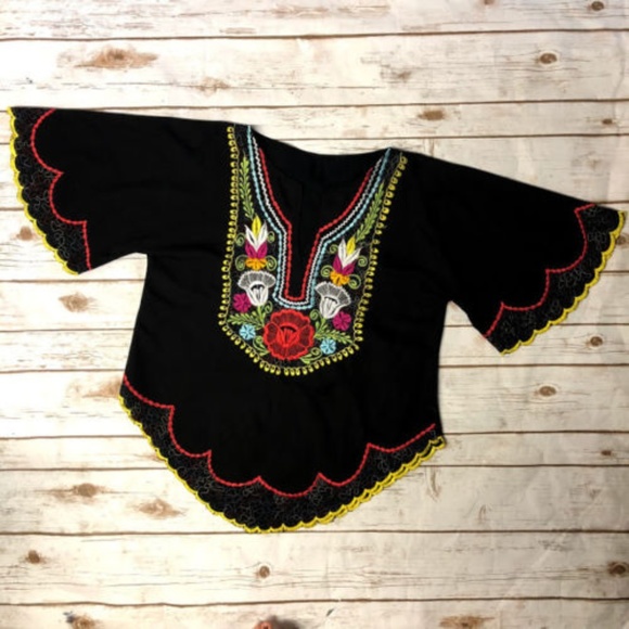 Vintage Tops - VTG Kalocsai Style Boho Festival Embroidered Top